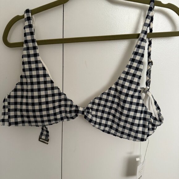 NWT SZ L Bikini Top - Andie The Amor -  Gingham - Twilight - Picture 3 of 8